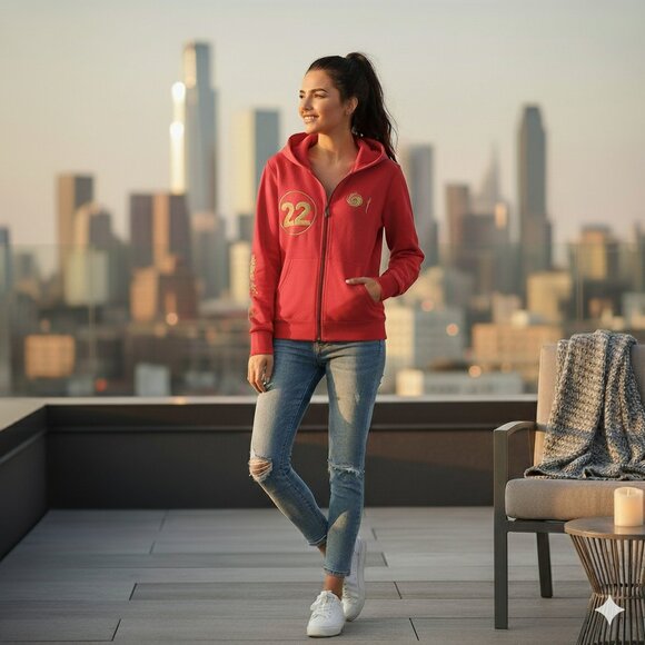 NWOT Jecci5 NYC Small Hoodie Sweatshirt Logo Embroidered Full Zip 2-Pocket Cute - Picture 1 of 7